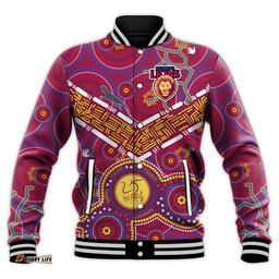 Brisbane Football Baseball Jacket Indigenous Pattern Go Lions Unique Style
