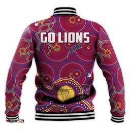Brisbane Football Baseball Jacket Indigenous Pattern Go Lions Unique Style
