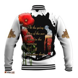 Australian ANZAC Baseball Jacket Poppy We Will Remember Them