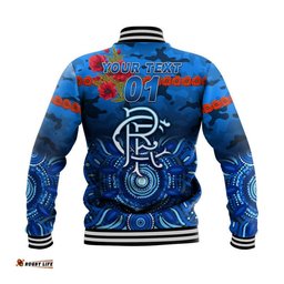 Custom Personalised Rovers Football Club ANZAC Baseball Jacket Indigenous Vibes
