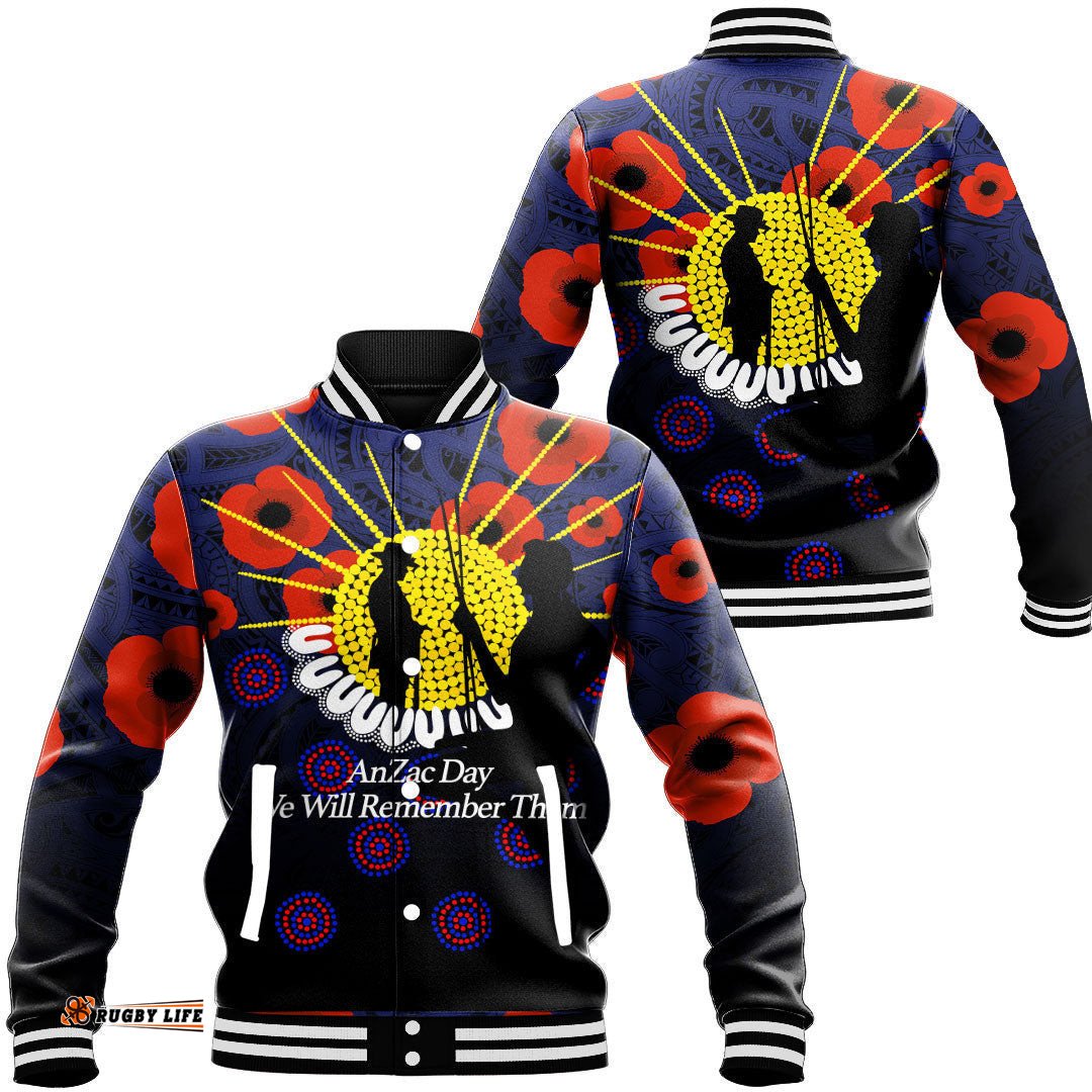 Vibe Hoodie Clothing - Anzac Day We Will Remember Them Baseball Jacket
