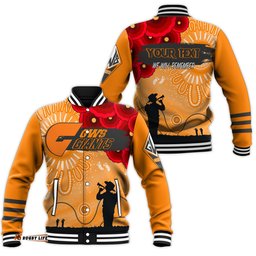 Custom Personalised GWS Giants Indigenous Anzac Day Baseball Jacket We Will Remember