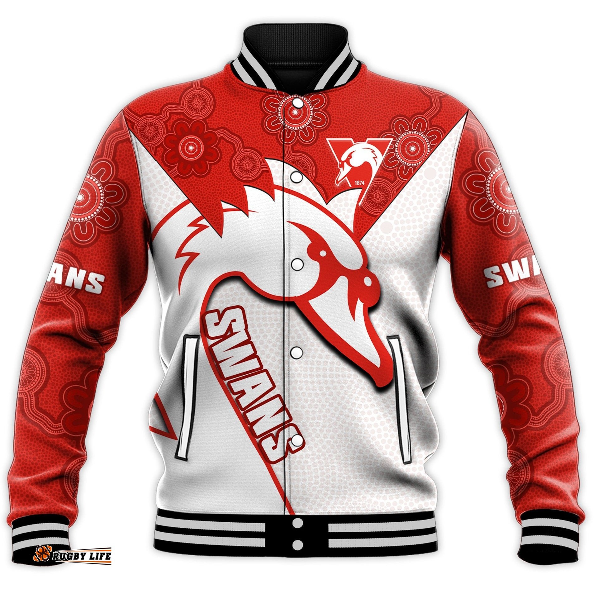 Sydney Football Baseball Jacket Swans 1874 Dot Painting Artsy