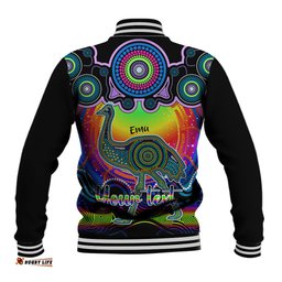 Personalised Australia Aquarius Emu Zodiac Baseball Jacket Auz Astrology Aboriginal - Rainbow