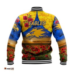 West Coast Eagles ANZAC Baseball Jacket Poppy Vibes - Royal Blue