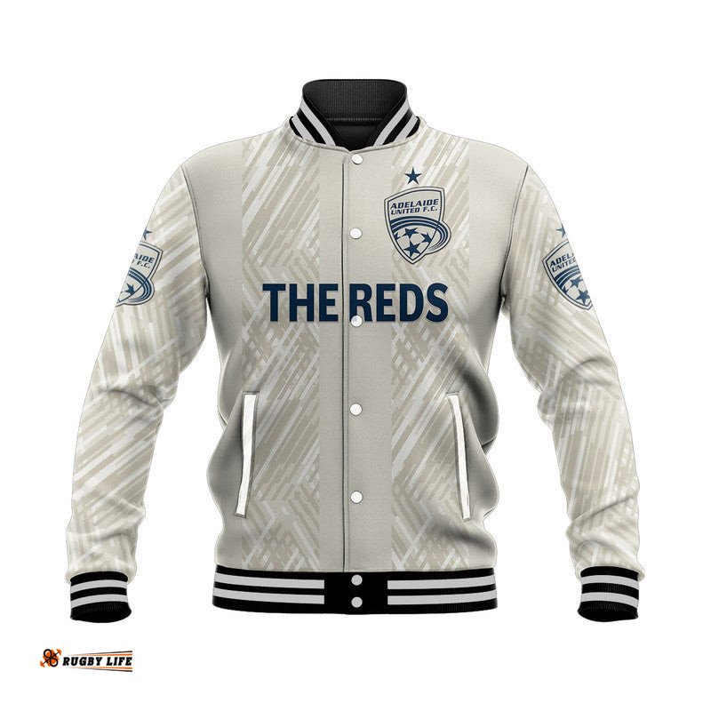 Custom Personalised Adelaide United The Reds Baseball Jacket Soccer Club Original Style - Beige