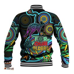 Kangaroos Football Aboriginal Art Baseball Jacket NAIDOC Indigenous Tribal