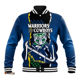 Custom Text And Number NRL Combine Warriors and Cowboys Baseball Jacket