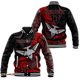 Custom Text and Number Bombers Football Baseball Jacket Essendon Aboriginal