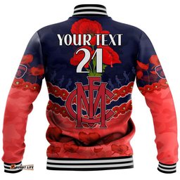 Custom Personalised Demons Football ANZAC Baseball Jacket Lest We Forget