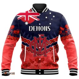 Custom Personalised Demons Football ANZAC Baseball Jacket Lest We Forget