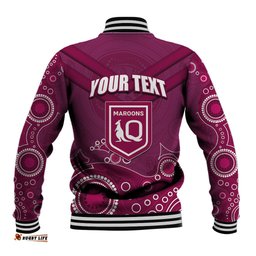 Custom State of Origin NSW Blues Vs QLD Maroon Rugby Baseball Jacket Maroon Style