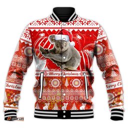 Australia Baseball Jacket Koala Aboriginal Painting Merry Christmas