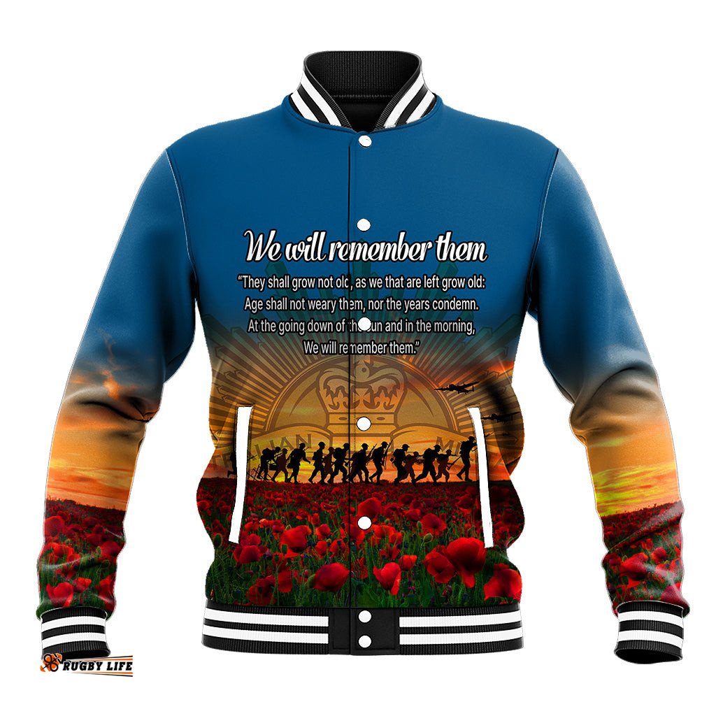 Remembrance Day Baseball Jacket We will Remember Them