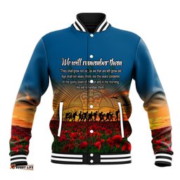 Remembrance Day Baseball Jacket We will Remember Them