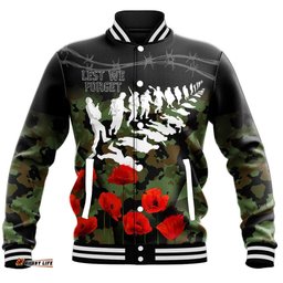 Vibe Hoodie Clothing - New Zealand Anzac Lest We Forget Poppy Camo Baseball Jacket