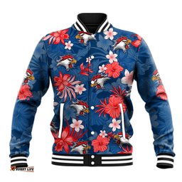 Roosters Rugby Baseball Jacket Beautiful Floral Pattern Spring Summer Vibe
