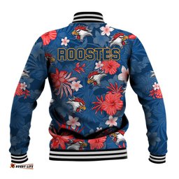 Roosters Rugby Baseball Jacket Beautiful Floral Pattern Spring Summer Vibe