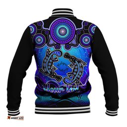 Personalised Australia Pisces Platypus Zodiac Baseball Jacket Auz Astrology Aboriginal - Blue