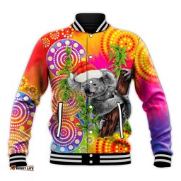 Custom Personalised Australia Koala Aboriginal Baseball Jacket Rainbow Tie Dye Merry Christmas