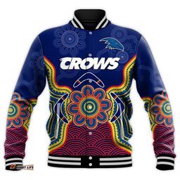 Custom Text And Number Adelaide Football Baseball Jacket Crows Aboriginal Art