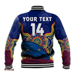 Custom Text And Number Adelaide Football Baseball Jacket Crows Aboriginal Art