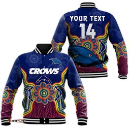 Custom Text And Number Adelaide Football Baseball Jacket Crows Aboriginal Art