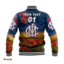 Custom Personalised Melbourne Demons ANZAC Baseball Jacket Poppy Vibes