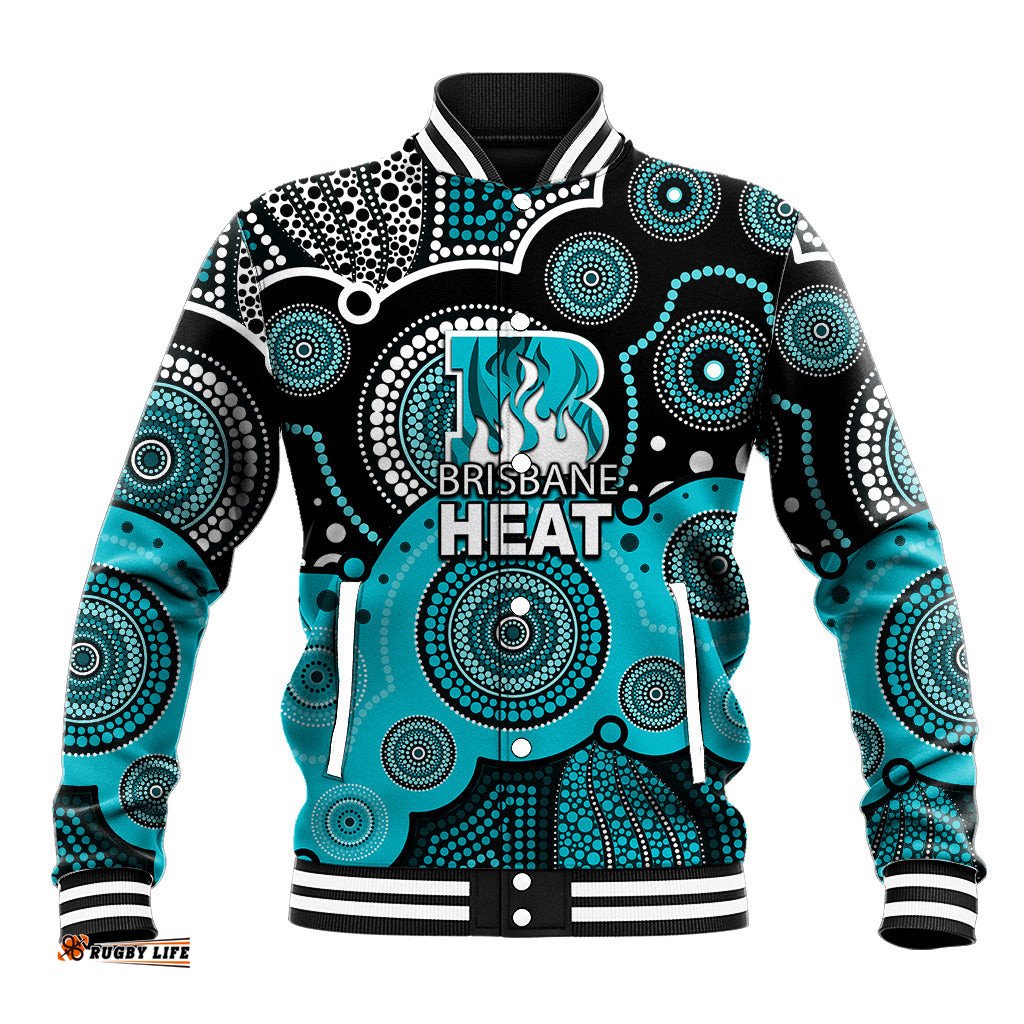 Custom Text And Number Brisbane Heat BBL Baseball Jacket Aboriginal Patterns