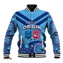 Custom State of Origin NSW Blues Vs QLD Maroon Rugby Baseball Jacket Blue Style