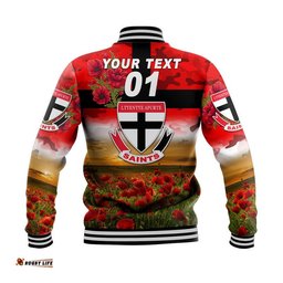 Custom Personalised Ltyentye Apurte ANZAC Baseball Jacket Poppy Vibes - Saints