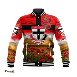Custom Personalised Ltyentye Apurte ANZAC Baseball Jacket Poppy Vibes - Saints