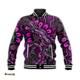 Custom Personalised Aboriginal Lizard Baseball Jacket Pink Color