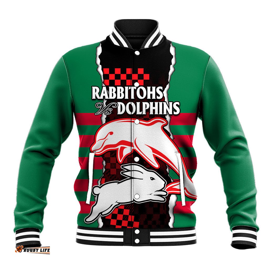 NRL Combine Rabbitohs and Dolphins Baseball Jacket