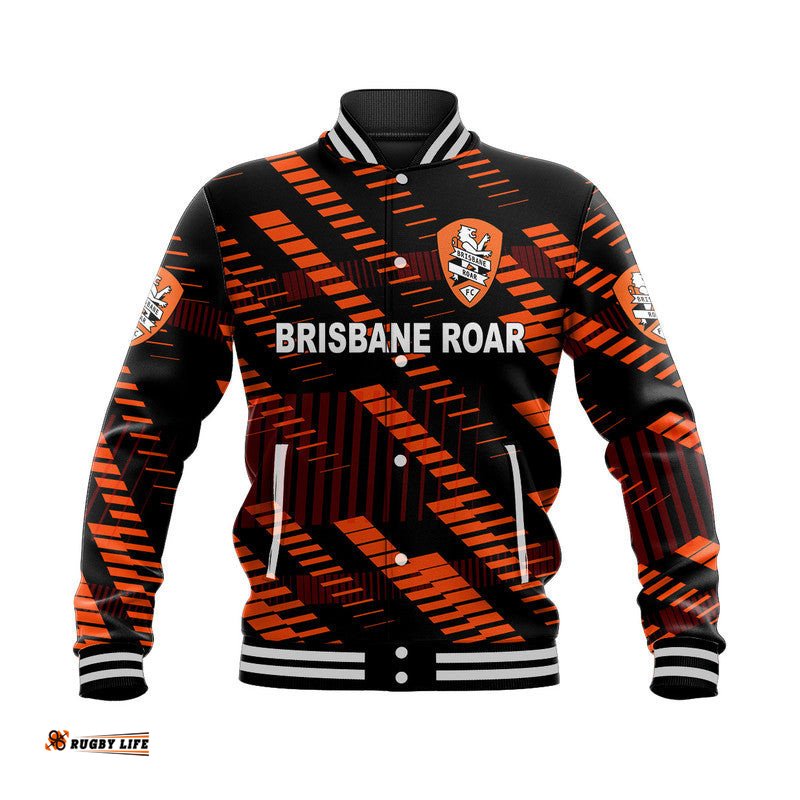 Custom Personalised Brisbane Roar Baseball Jacket Soccer Club Original Style - Black