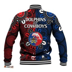 NRL Dolphins Combine Cowboys Rugby Baseball Jacket Indigenous Aboriginal Style