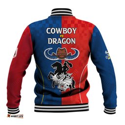 NRL Cowboys Combine Dragon Rugby Baseball Jacket Sporty Style