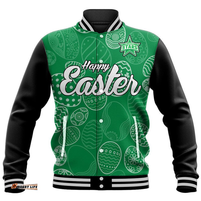 Custom Personalised Melbourne Stars Cricket Happy Easter Day Baseball Jacket Simple Style