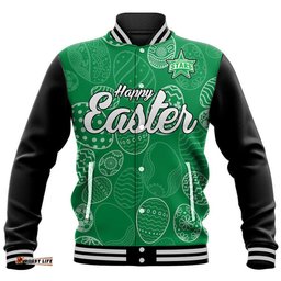Custom Personalised Melbourne Stars Cricket Happy Easter Day Baseball Jacket Simple Style