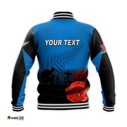 Custom Personalised Anzac Day- New Zealand Remembers Baseball Jacket