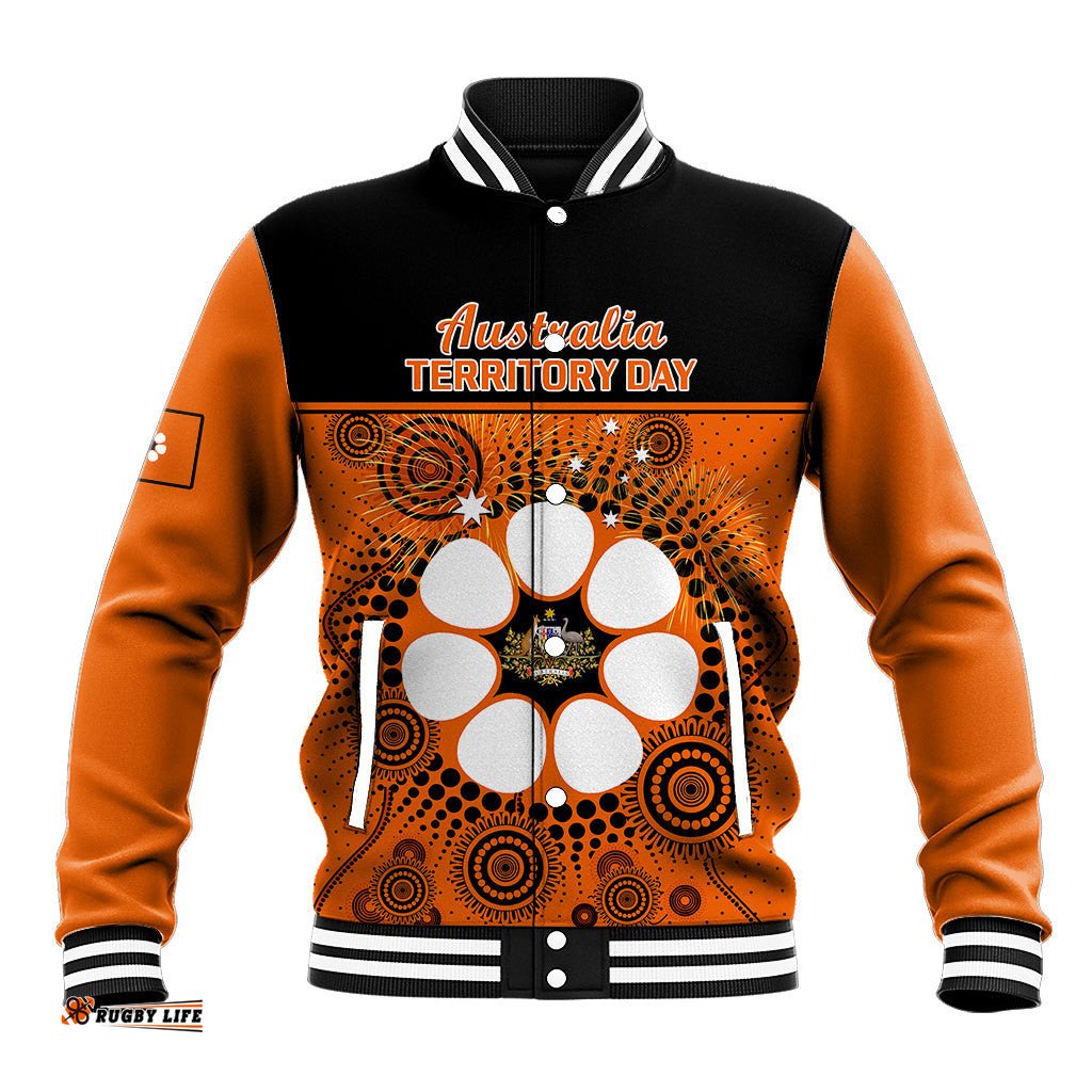 1 July Australia Territory Day Baseball Jacket Aboriginal Pattern