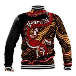 Custom Personalised Aboriginal Art Lizard Baseball Jacket You Are Number One