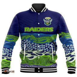 Custom Text And Number Canberra The Green Machine Raiders Boomerang Indigenous Baseball Jacket