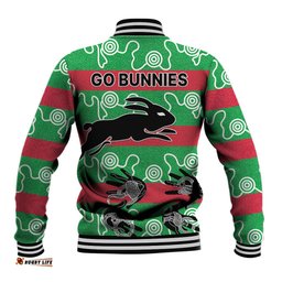 Rabbitohs Rugby Premiers Baseball Jacket Go The Bunnies Aboriginal Dots