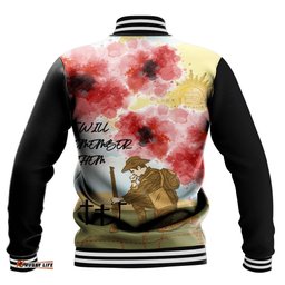 Vibe Hoodie Clothing - Anzac We Will Remember Them Baseball Jacket