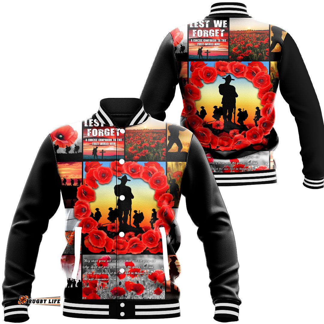 Vibe Hoodie Clothing - Anzac Day Lest We Forget Banner Baseball Jacket