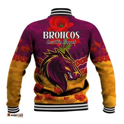 Broncos Rugby ANZAC Baseball Jacket Lest We Forget