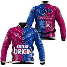 Blues and Maroons Rugby Baseball Jacket Origin NSW Combine Queensland Aboriginal Australian