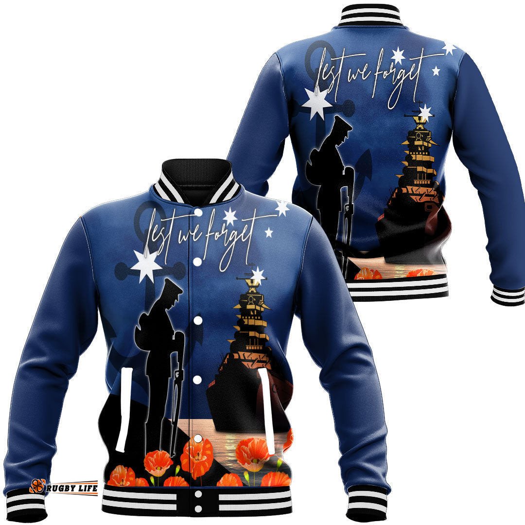 Vibe Hoodie Clothing - Anzac Day Navy Blue Baseball Jacket