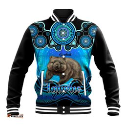Personalised Australia Taurus Wombat Zodiac Baseball Jacket Auz Astrology Aboriginal - Aqua